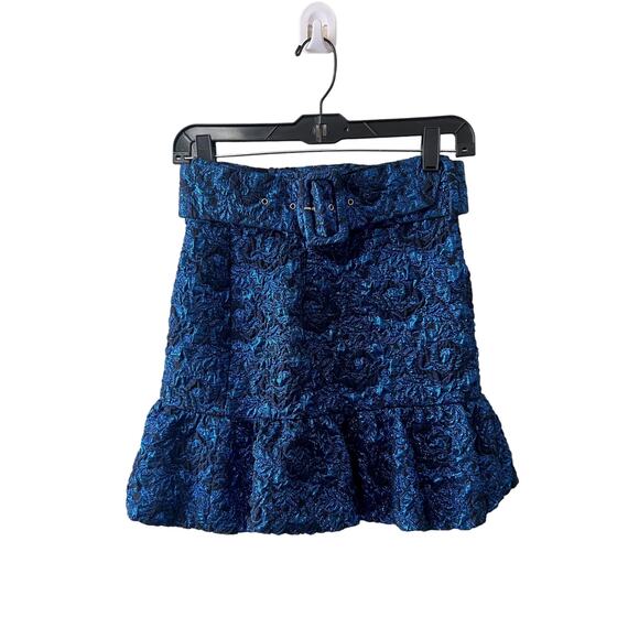 Zara Jacquard Flounce Hem Belted Mini Skirt size XS - Picture 1 of 4